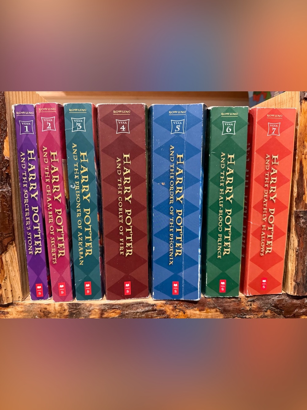 SOLD-Harry Potter Boxed Set Vols 1-7 by J.K. Rowling - Multicolor Spines